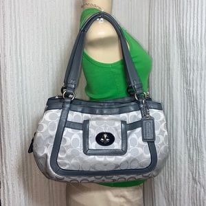 Authentic Coach Signature Cricket Gray Deluxe Tote Satchel Purse